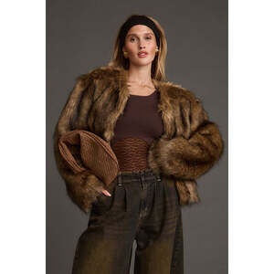 12th Tribe Misty Brown Faux Fur Coat Size LL